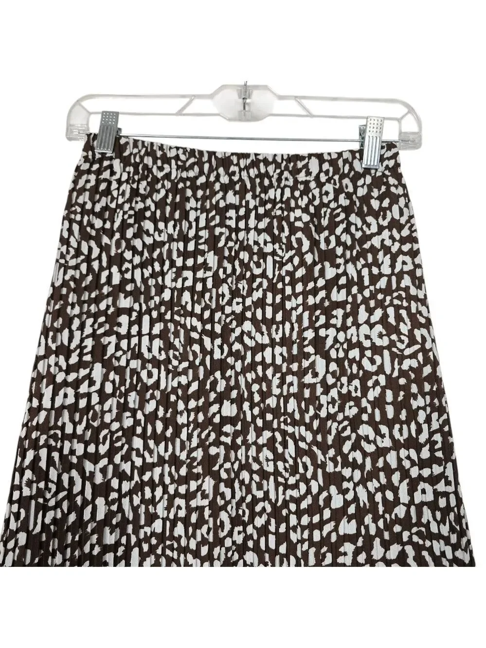 Sunny Leigh Animal Print White Brown Skirt M